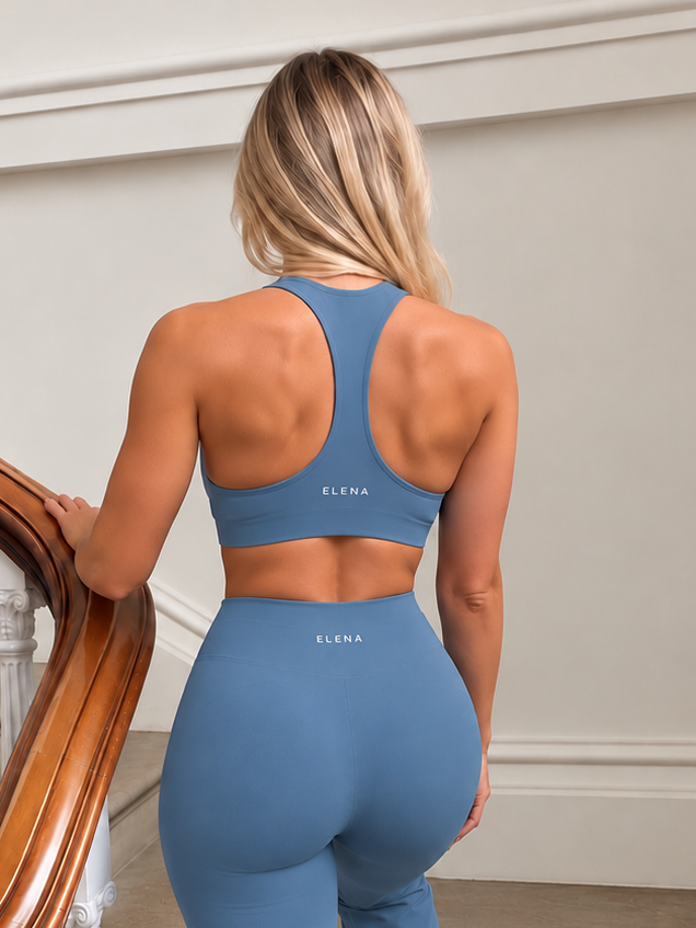 Wild Wind Blue Seamless Racerback Sports Bra – Soft Core 2.0