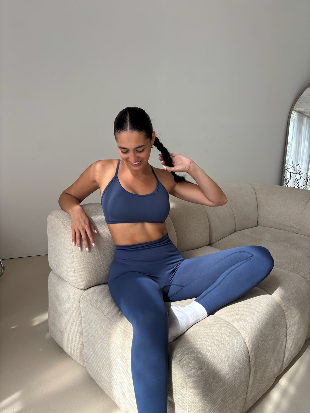 Steel Blue Adjustable Cross Back Sports Bra – Ilume