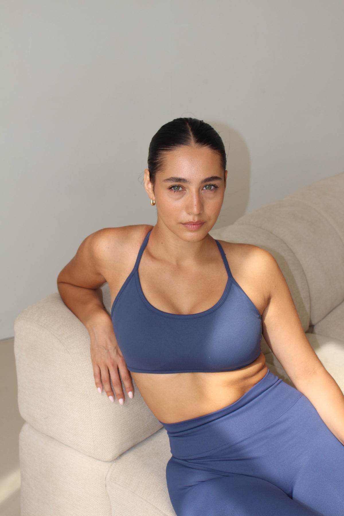 Steel Blue Adjustable Cross Back Sports Bra – Ilume