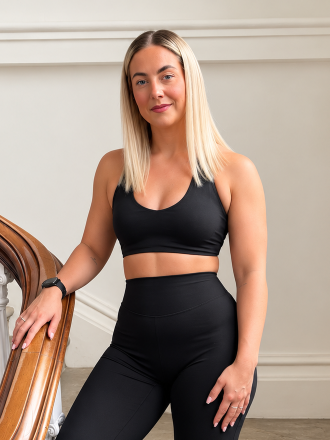 Black Seamless Racerback Sports Bra – Soft Core 2.0