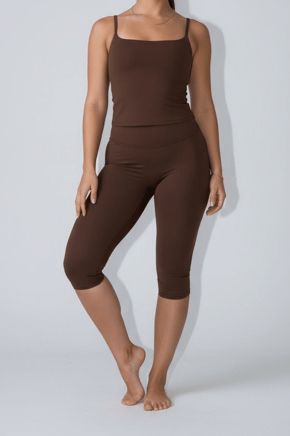 Chocolate Brown Capri Gym Leggings – Soft Core 2.0 | Pre-Order - Elena Apparel