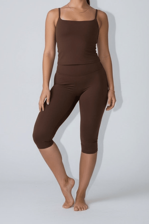 Chocolate Brown Capri Gym Leggings – Soft Core 2.0 | Pre-Order - Elena Apparel