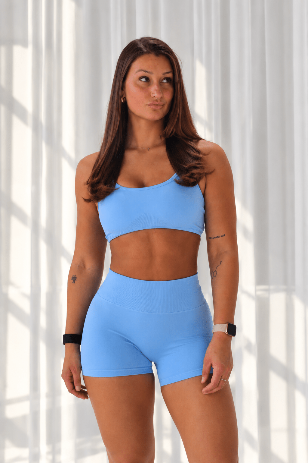 Dusky Blue Scrunch Bum Shorts – Ilume - Elena Apparel