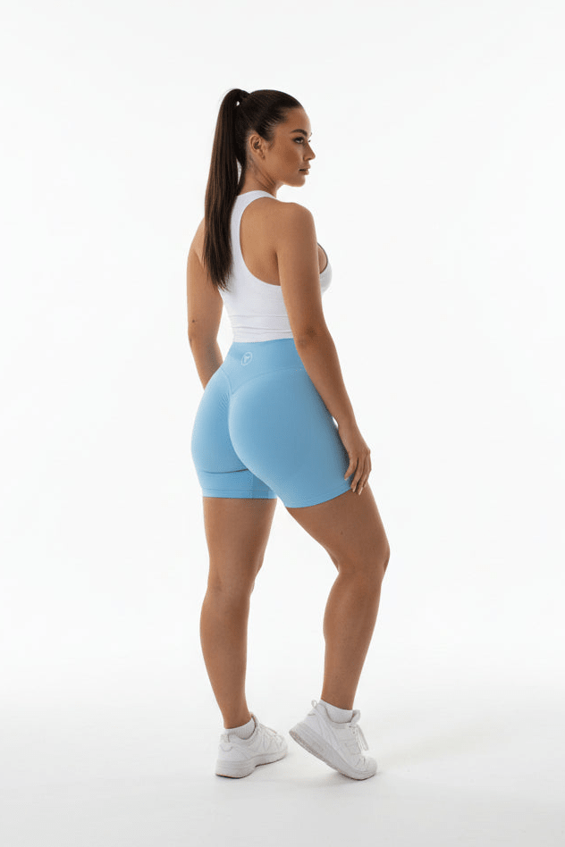 Elena Apparel Edge Light Blue Scrunch Bum Shorts