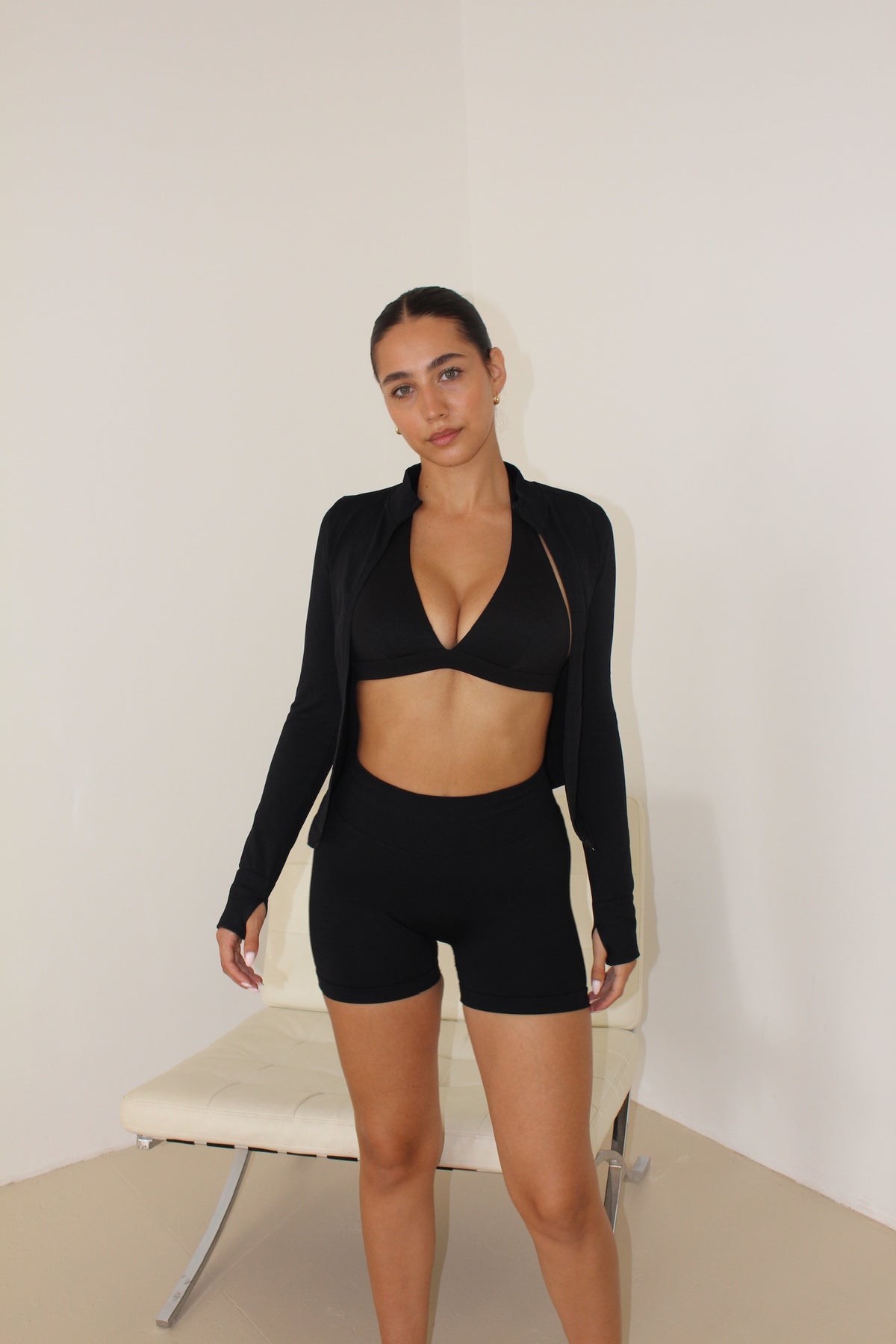 Elena Apparel Ilume black halter neck sports bra