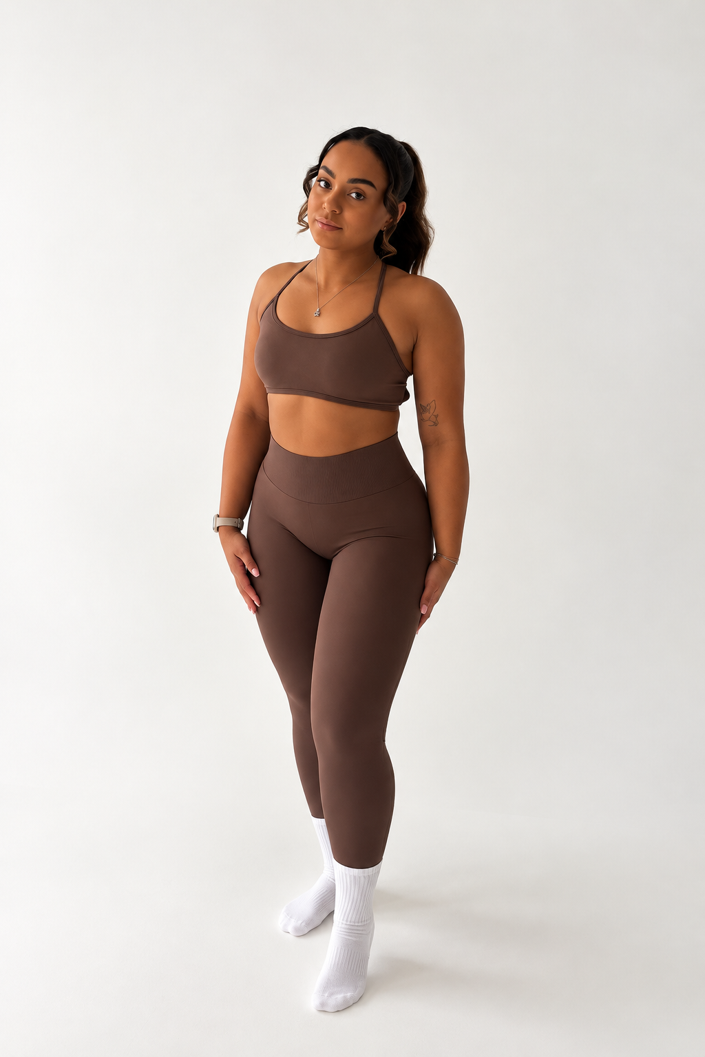 Elena Apparel Ilume brown scrunch bum leggings