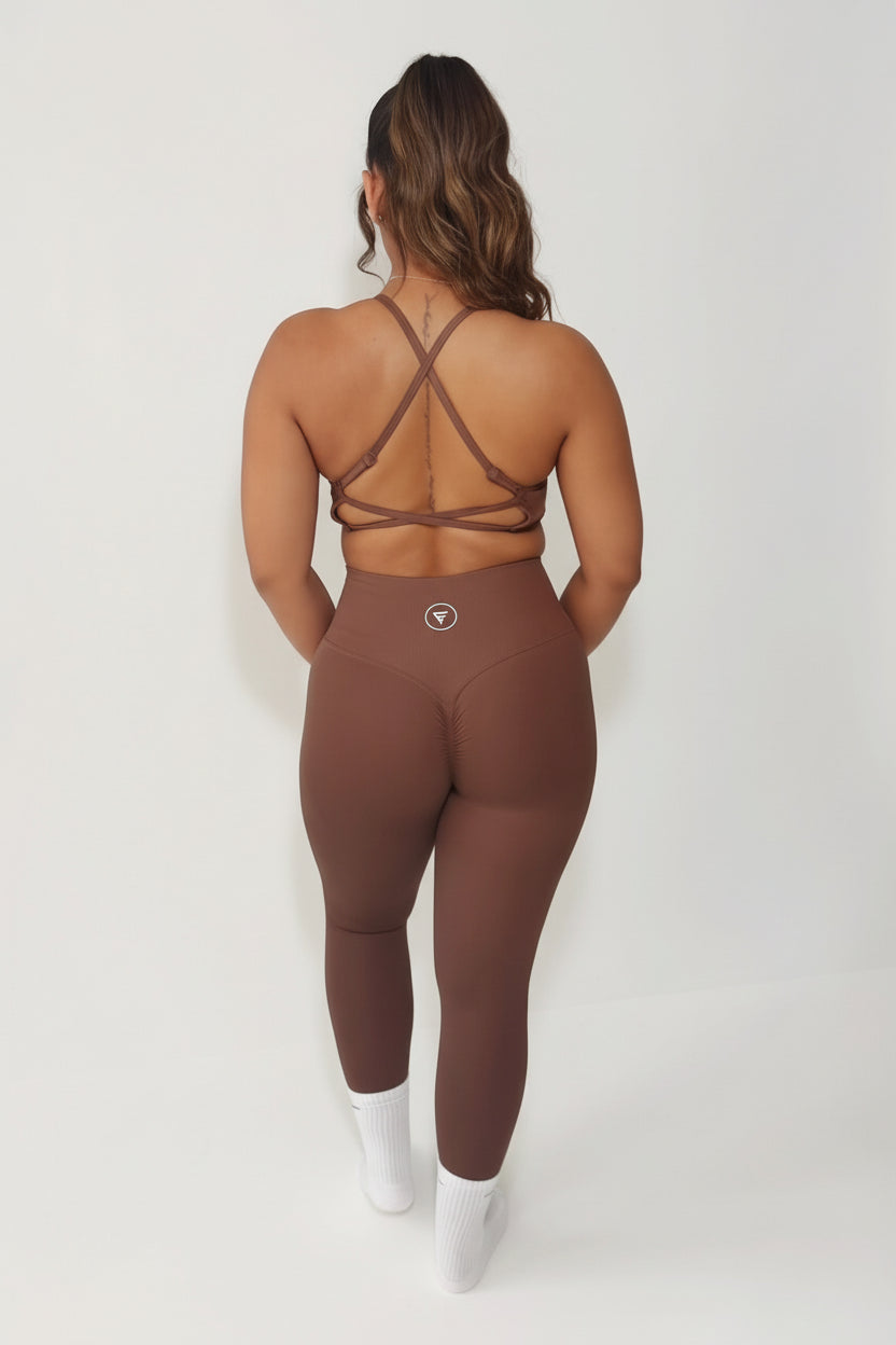 Elena Apparel Ilume Brown Scrunch Bum Leggings