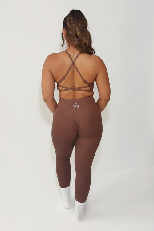 Elena Apparel Ilume Brown Scrunch Bum Leggings