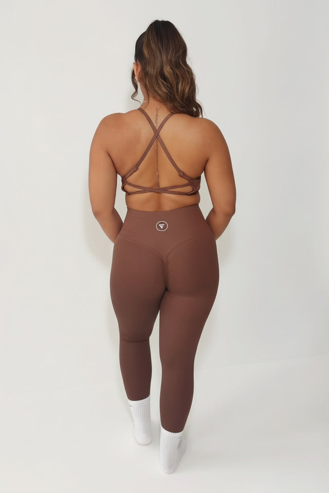 Elena Apparel Ilume Brown Scrunch Bum Leggings