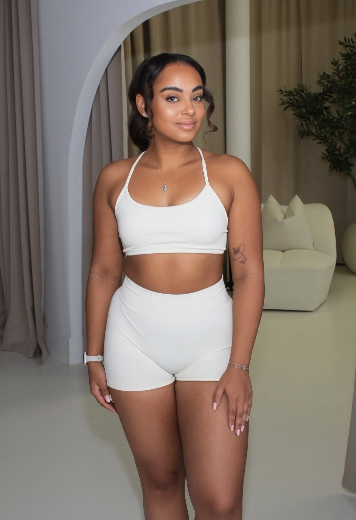 Elena Apparel Ilume Cream Scrunch Bum Shorts