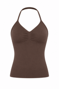 Elena Apparel Solar Sculpt 2.0 Cocoa Brown Halter Neck Cami Gym Top