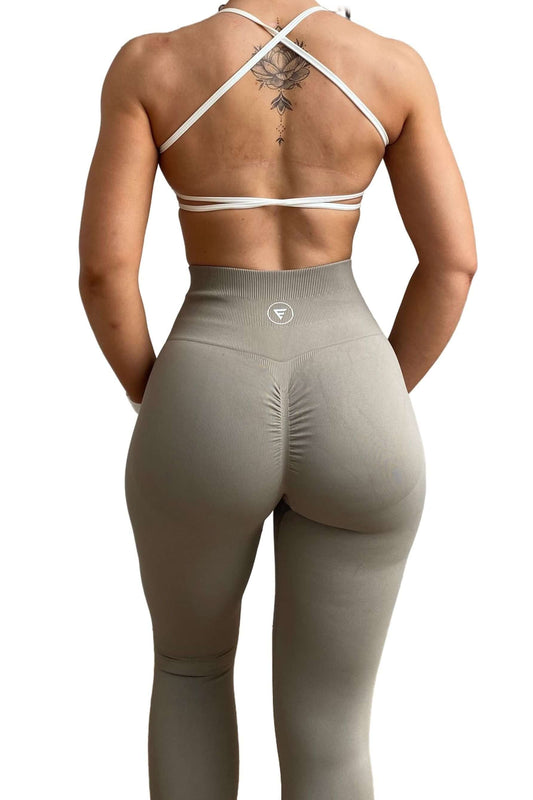 Skin2Skin Scrunch Collection - Scrunch Bum Leggings showcased on a model, highlighting the ruched design that enhances curves, perfect for workouts or casual wear.