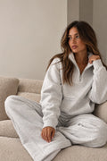 Pre Order – Every Gym Girl Tracksuit Joggers – Grey with White Piping - Elena Apparel