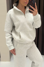 Pre Order – Every Gym Girl Tracksuit Joggers – Grey with White Piping - Elena Apparel