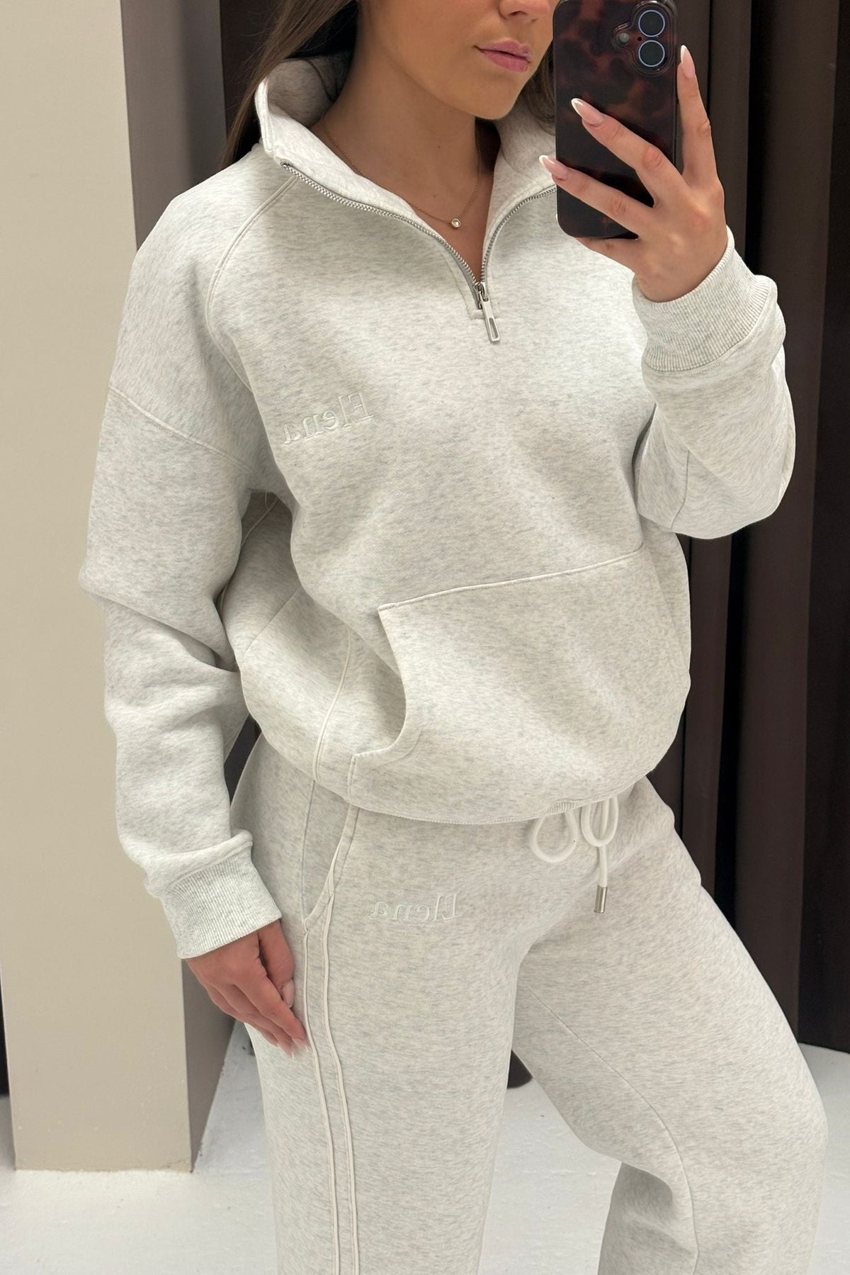 Pre Order – Every Gym Girl Tracksuit Joggers – Grey with White Piping - Elena Apparel