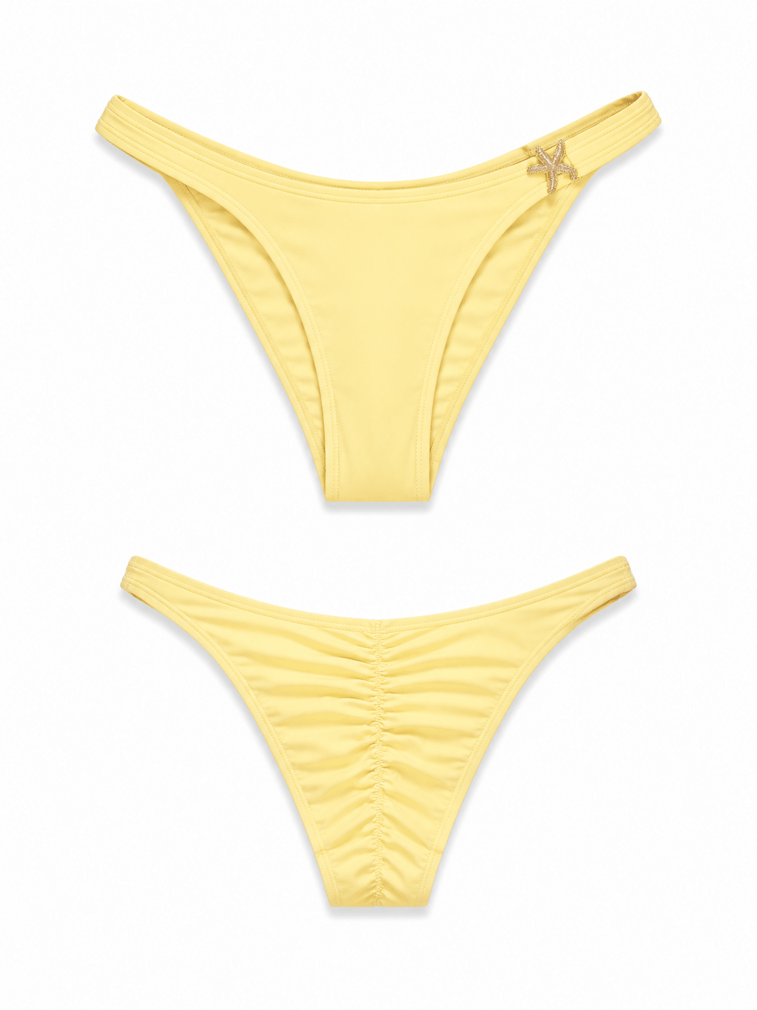 Solara Star Scrunch Bum Bikini Bottoms in Butter Lemon - Elena Apparel
