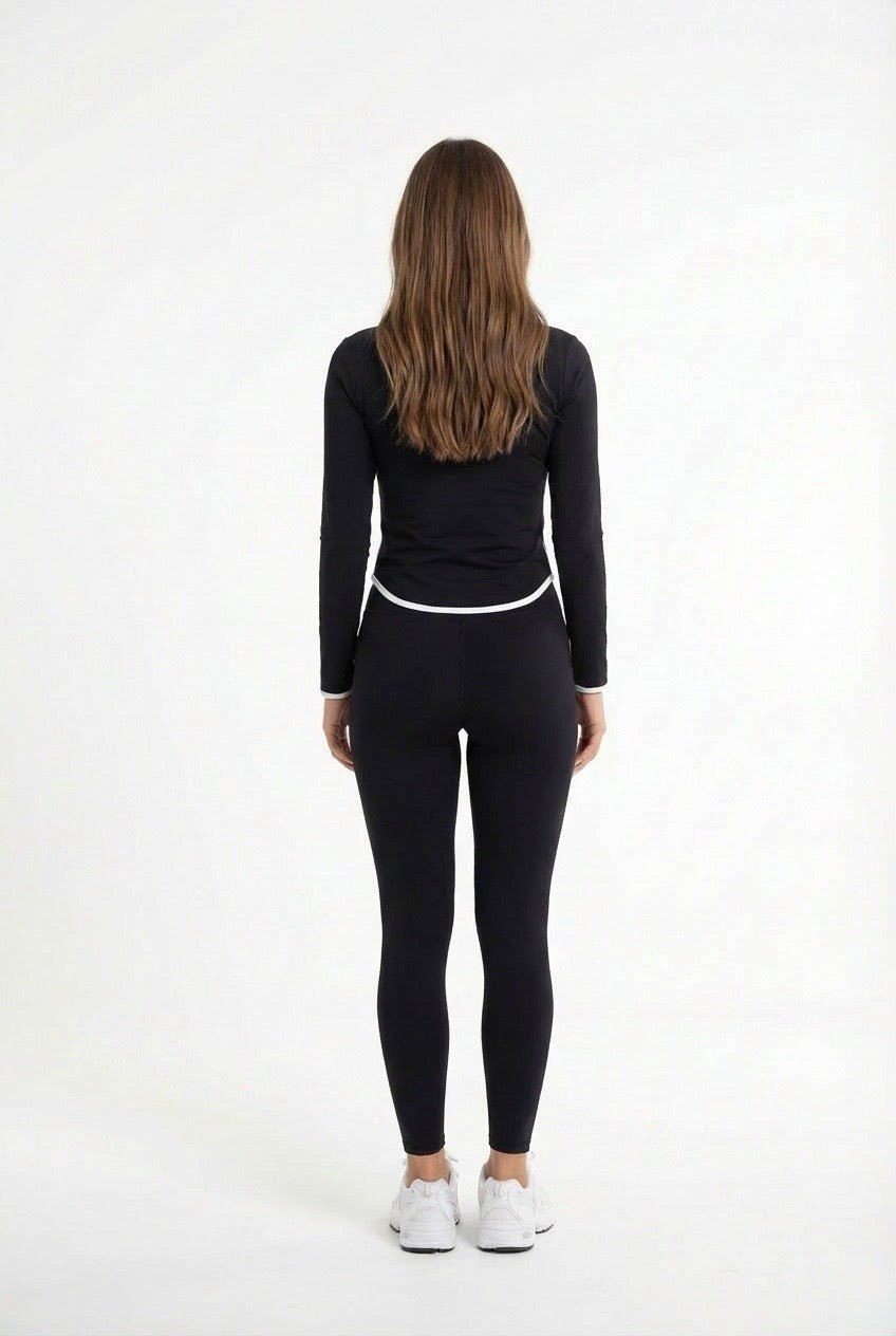 The Eclipse Collection - Monochrome Black Sculpting Gym Jacket - Elena Apparel